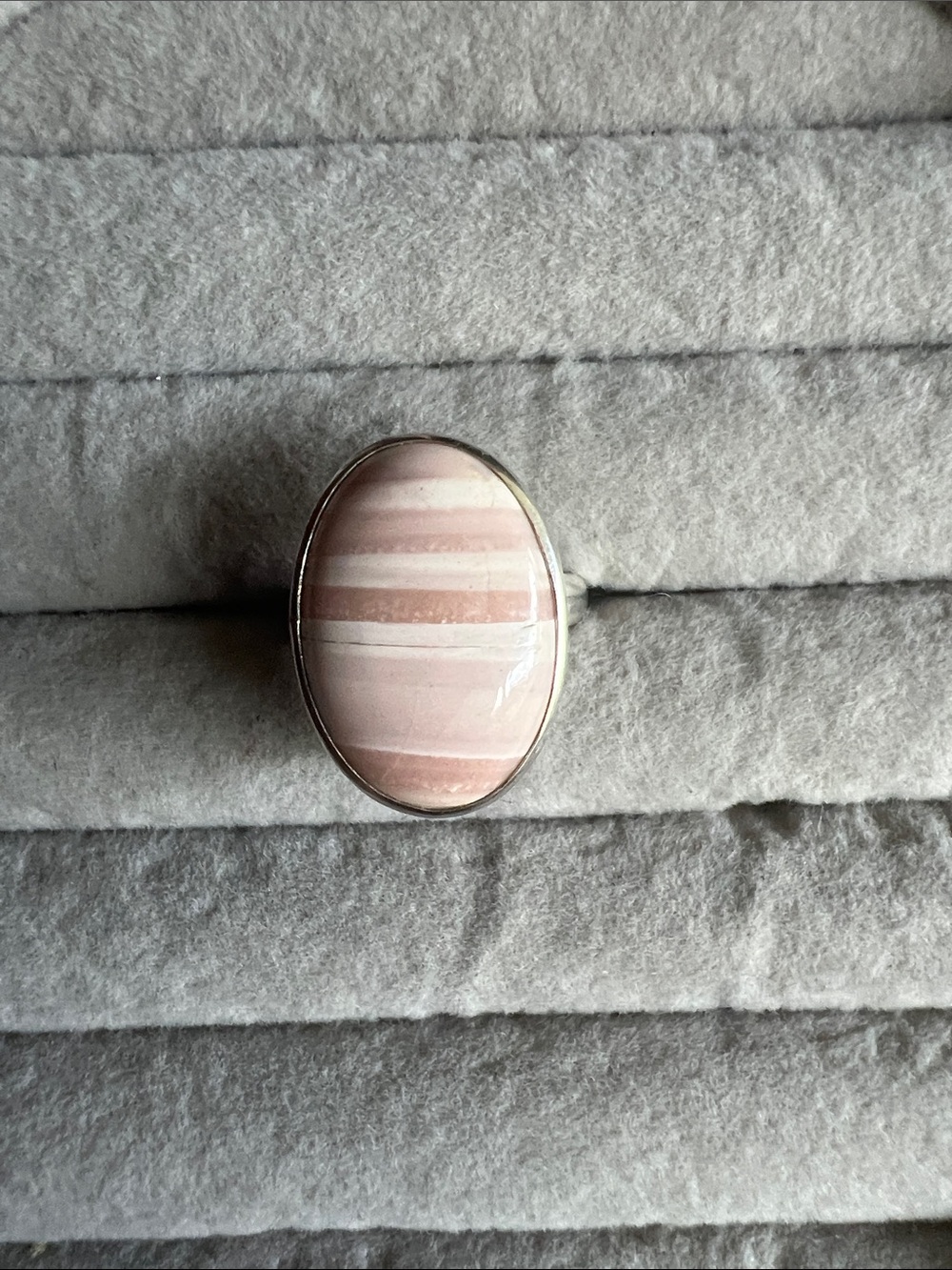 Australian Pink Mookite Oval Striped Stone Ring